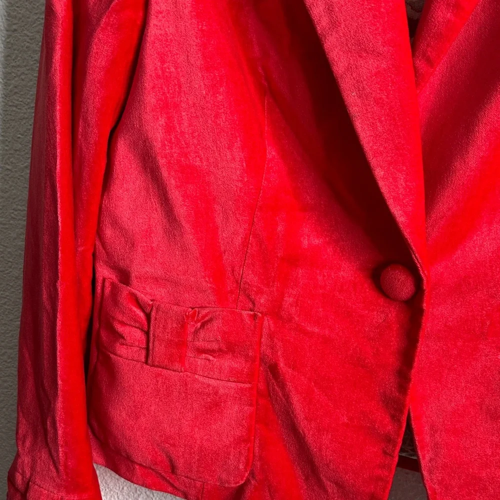 Apostrophe Red velvet Women's Blazer size 14 preppy holiday